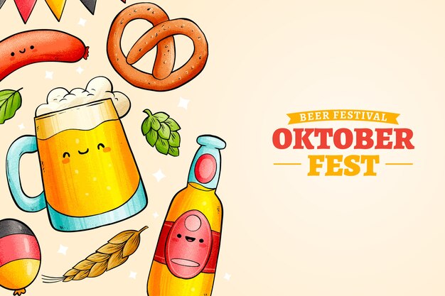 Handgetekende achtergrond voor oktoberfest