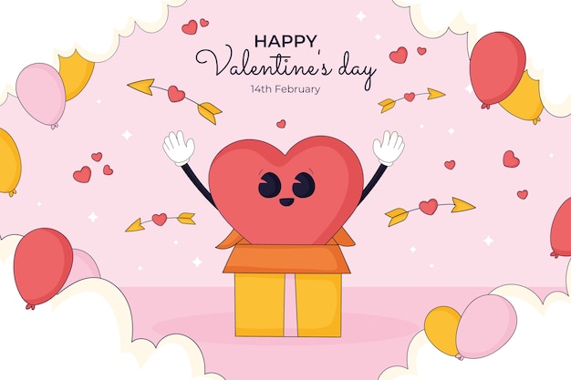 Gratis vector handgetekende achtergrond voor valentijnsdag