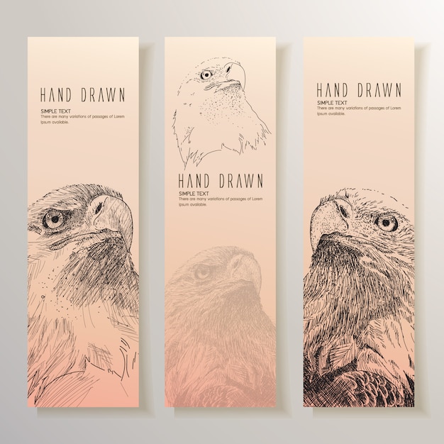 Gratis vector handgetekende adelaarbanners