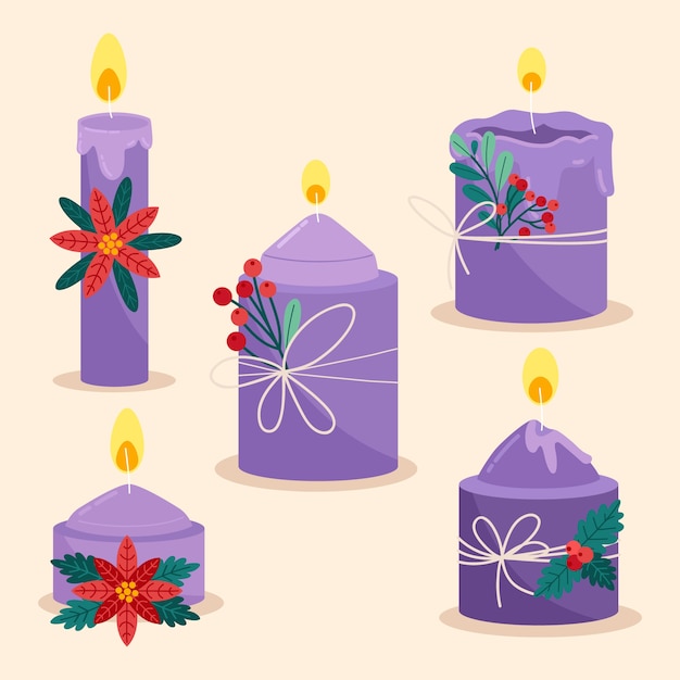 Gratis vector handgetekende adventskaarsencollectie