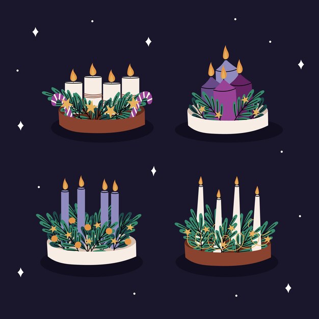 Gratis vector handgetekende adventskaarsencollectie