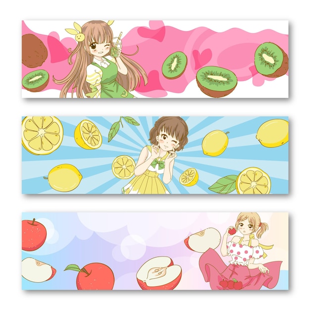 Handgetekende anime-banners
