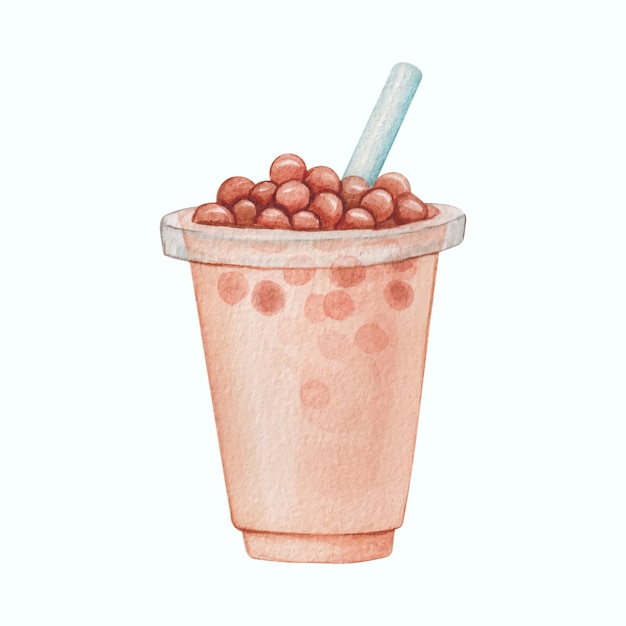 Gratis vector handgetekende aquarel bubble ice tea