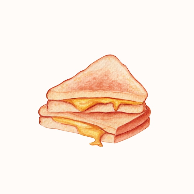 Handgetekende aquarel gegrilde kaassandwich