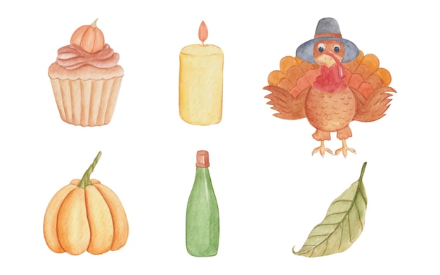 Handgetekende aquarel thanksgiving collectie