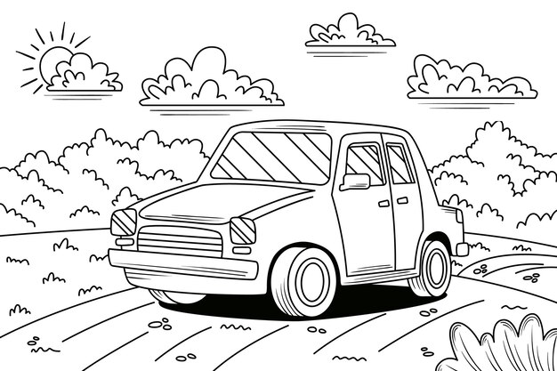 Handgetekende auto-illustratie