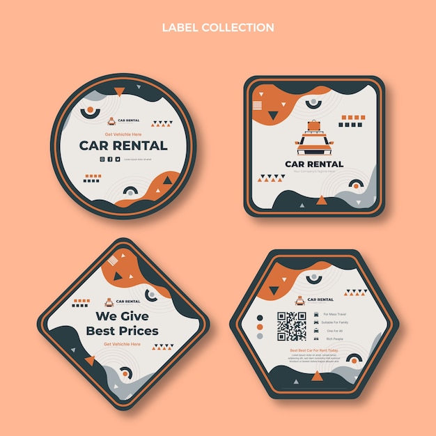 Gratis vector handgetekende autoverhuurlabels