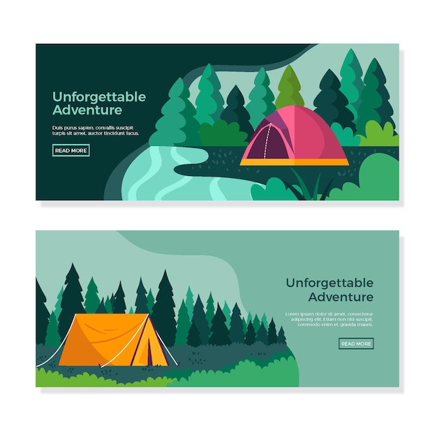 Gratis vector handgetekende avontuurlijke banners set