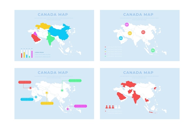 Gratis vector handgetekende azië kaart infographic