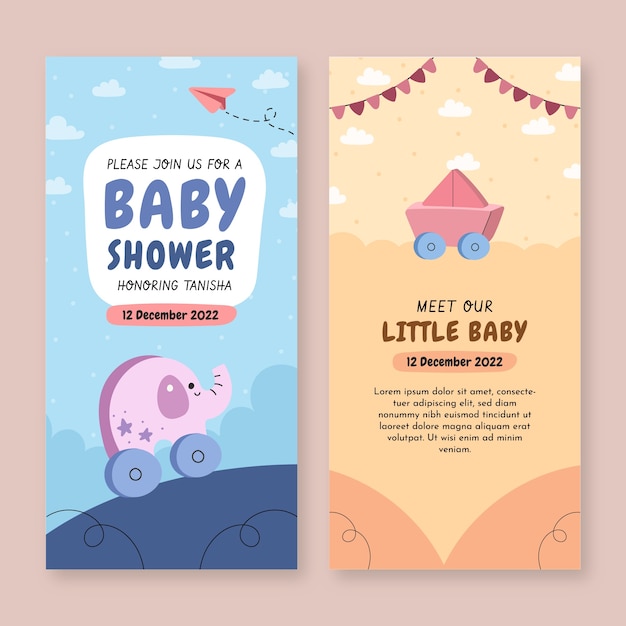 Handgetekende babydouche verticale banner