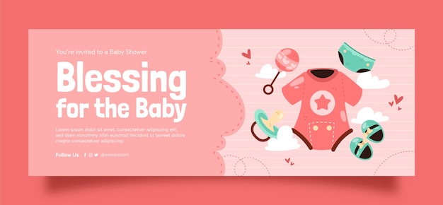 Gratis vector handgetekende babyshower facebook cover