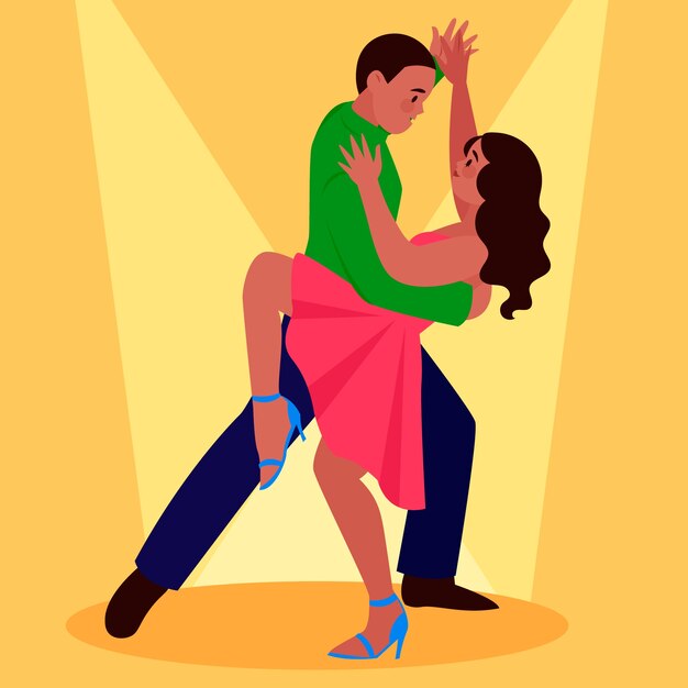 Handgetekende bachata-illustratie