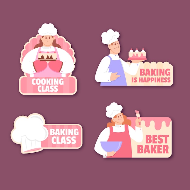 Gratis vector handgetekende bakkerij etiketten collectie