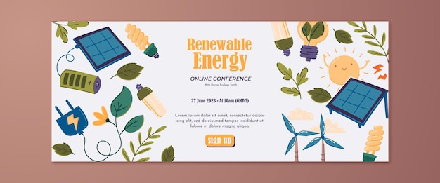 Gratis vector handgetekende banner voor hernieuwbare energie