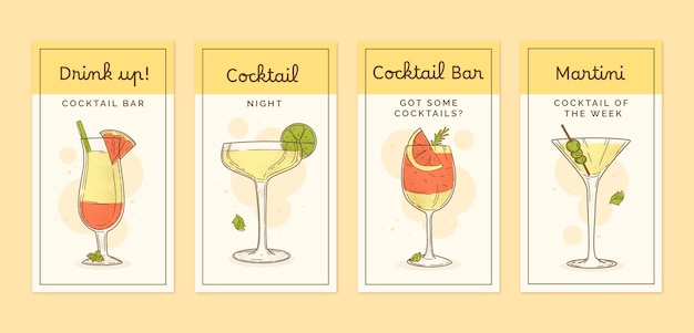 Gratis vector handgetekende bar instagram-verhalen