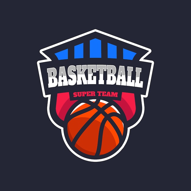 Handgetekende basketbal logo sjabloon