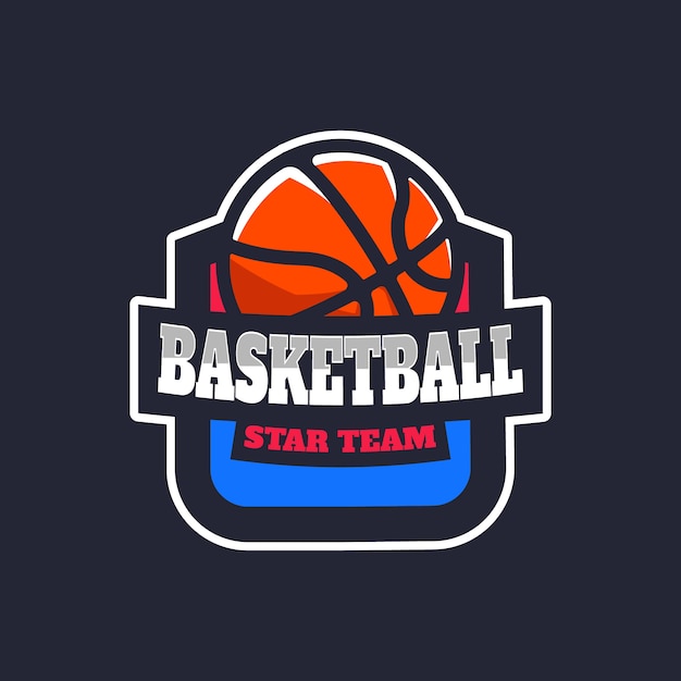 Handgetekende basketbal logo sjabloon