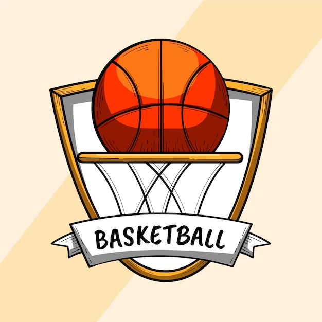 Handgetekende basketbal logo sjabloon