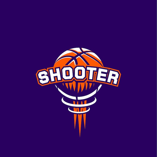 Handgetekende basketbal logo sjabloon