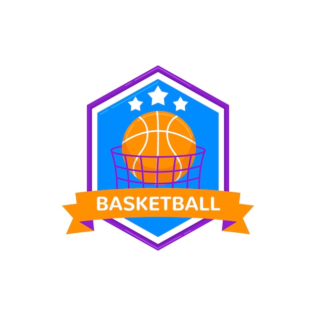 Handgetekende basketbal logo sjabloon