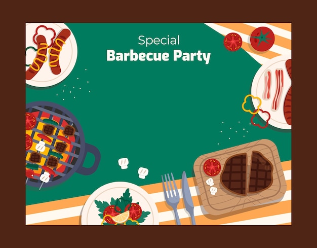 Gratis vector handgetekende bbq-feestfotocall-sjabloon