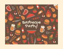 Gratis vector handgetekende bbq-feestfotocall-sjabloon