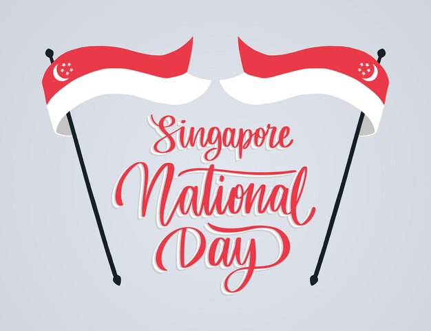 Handgetekende belettering van de nationale feestdag van singapore