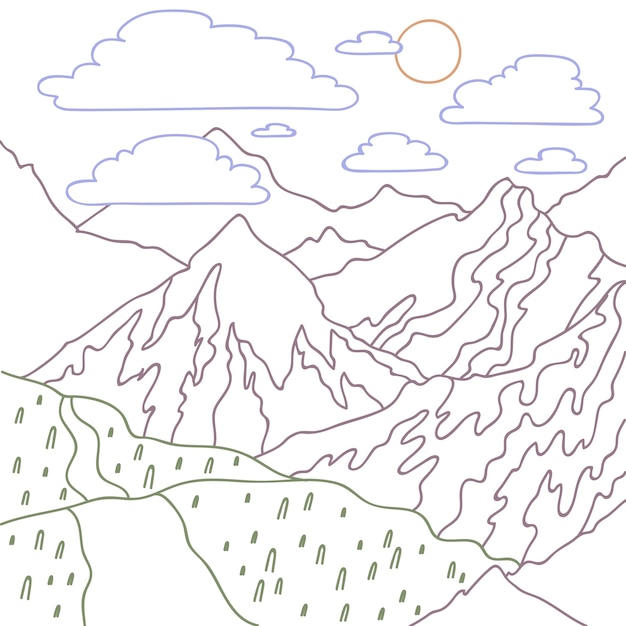 Handgetekende berg schets illustratie