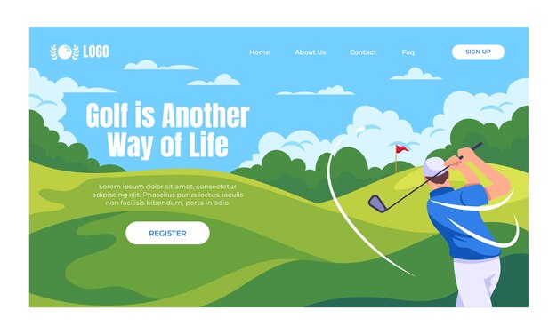 Handgetekende bestemmingspagina voor golfclubs