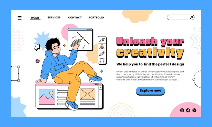 Gratis Vector handgetekende bestemmingspagina voor grafisch ontwerper