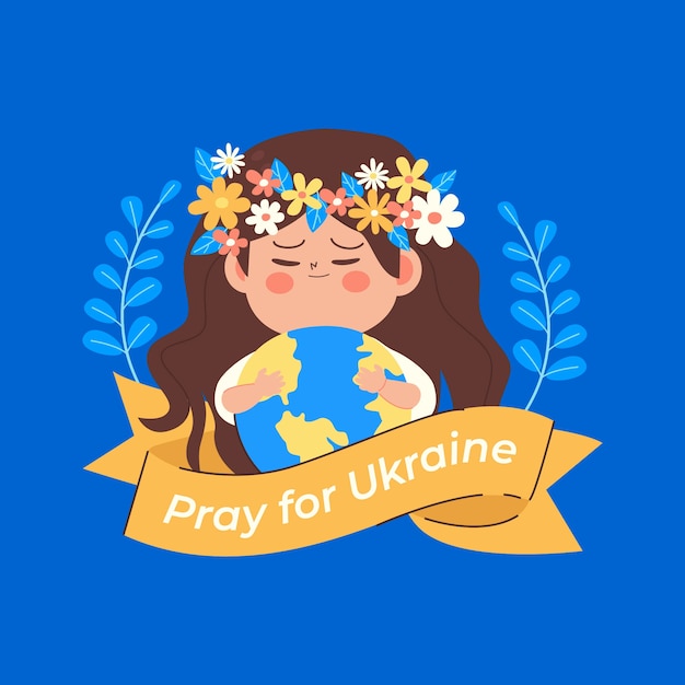 Gratis vector handgetekende bid voor oekraïne
