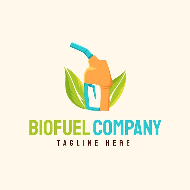 Handgetekende biobrandstof logo sjabloon