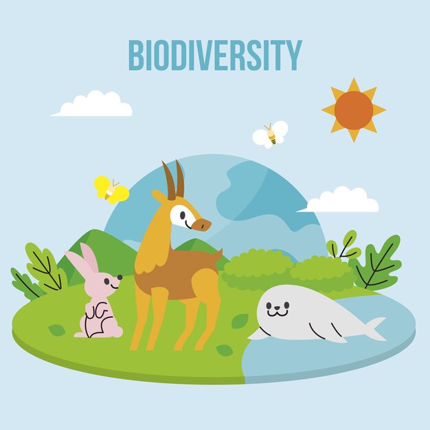 Handgetekende biodiversiteitsachtergrond