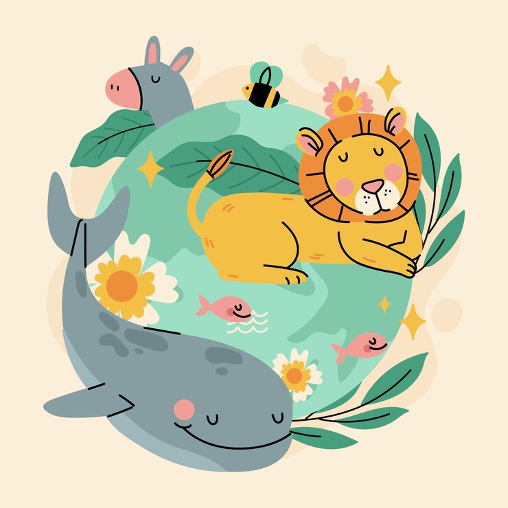 Gratis Vector handgetekende biodiversiteitsillustratie