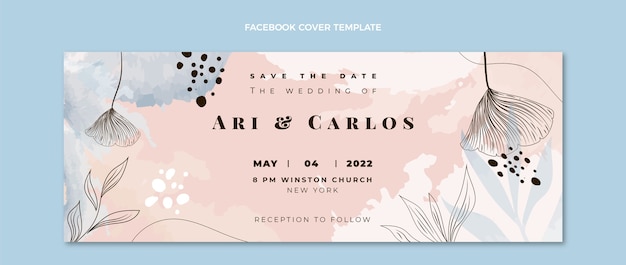 Gratis vector handgetekende bloemen bruiloft facebook cover