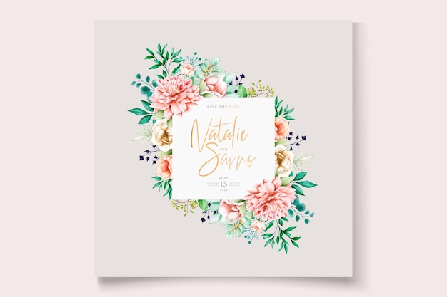 handgetekende bloemen bruiloft kaartenset