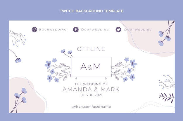 Gratis vector handgetekende bloemen bruiloft twitch achtergrond