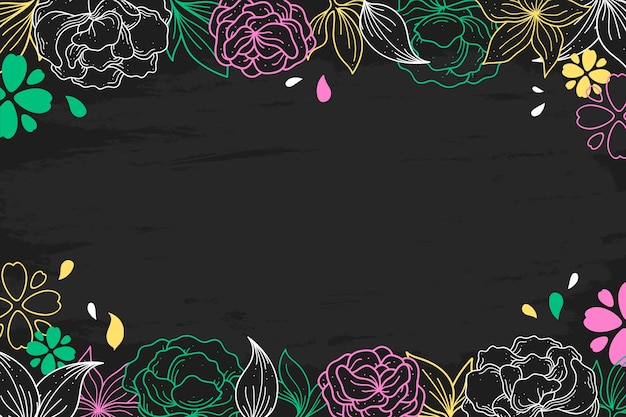 Gratis vector handgetekende bloemen op blackboard-stijl