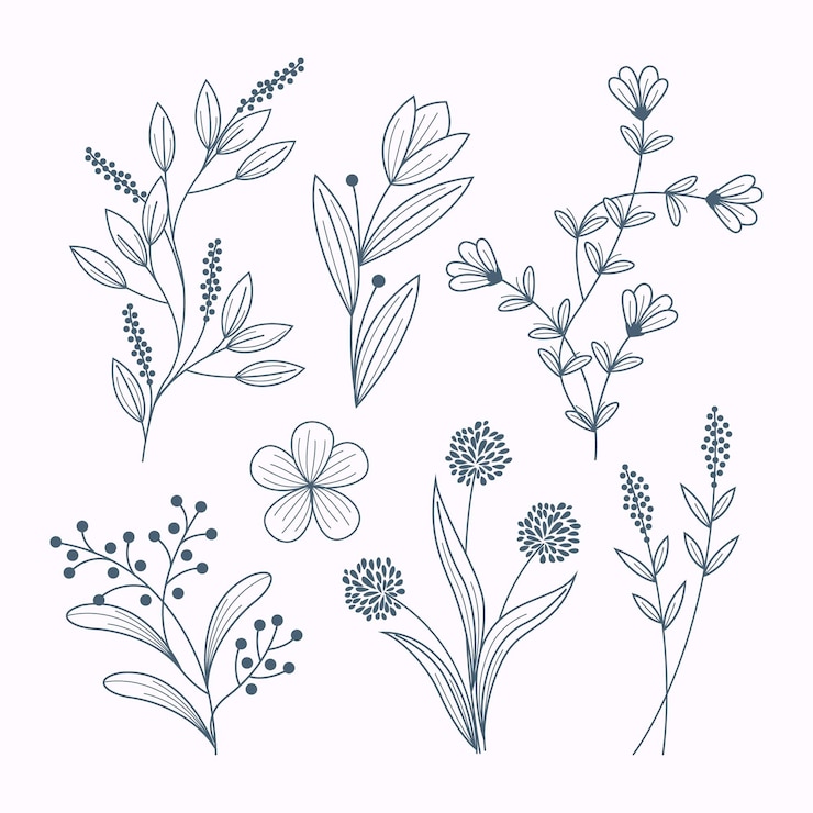 Gratis Vector handgetekende bloemencollectie
