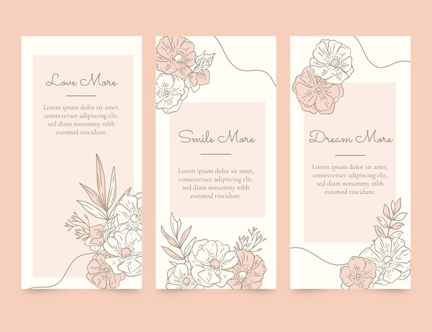 Handgetekende bloemenkaarten collectie graveren cards