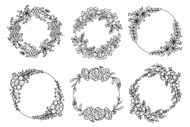 Handgetekende bloemenkransen collectie