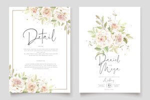 Handgetekende bloemenrozen bruiloft uitnodigingskaarten set