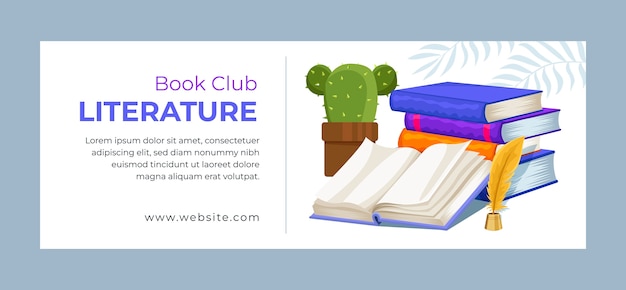 Gratis vector handgetekende boekenclub facebook omslag