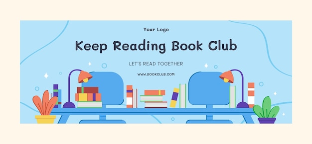 Gratis vector handgetekende boekenclub facebook omslag