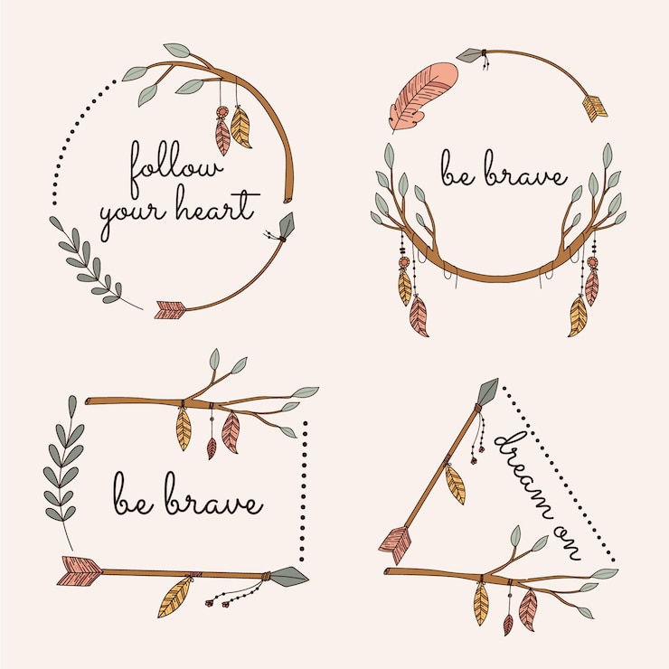 Gratis Vector handgetekende boho frame-collectie