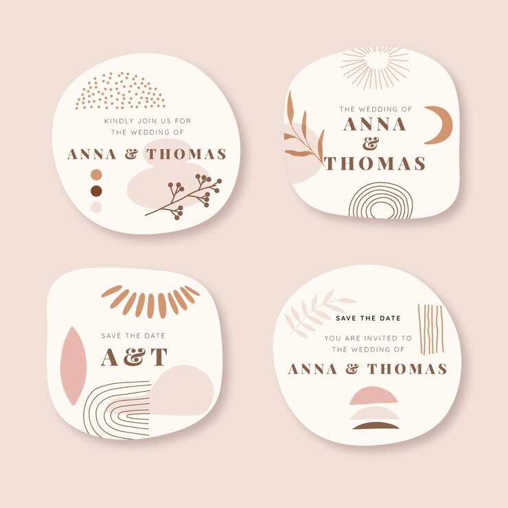 Gratis Vector handgetekende boho-huwelijkslabels of -badges