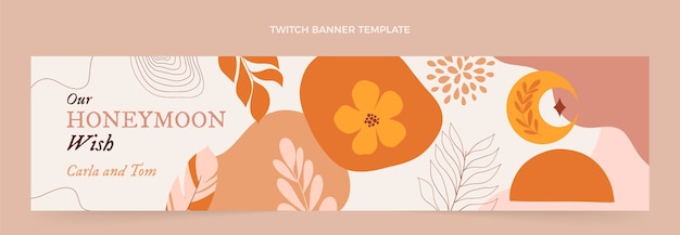 Handgetekende boho huwelijksreis twitch banner