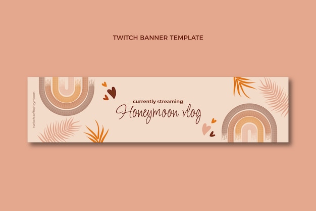 Handgetekende boho huwelijksreis twitch banner