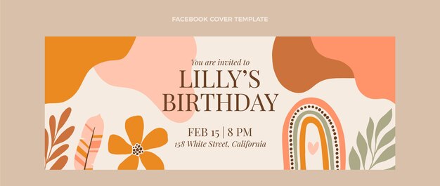 Handgetekende boho verjaardag facebook cover
