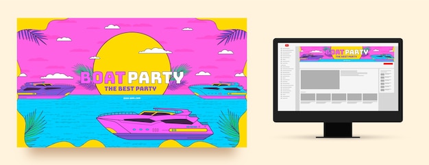 Gratis vector handgetekende boot party youtube kanaalkunst